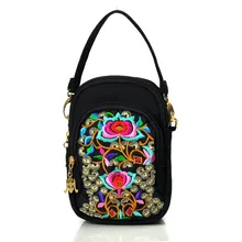 Ретро сумки через плечо ручной диагональ двойного назначения Вышитые Маленькая сумка Особенности вышитые мини-телефон нулевой кошелек