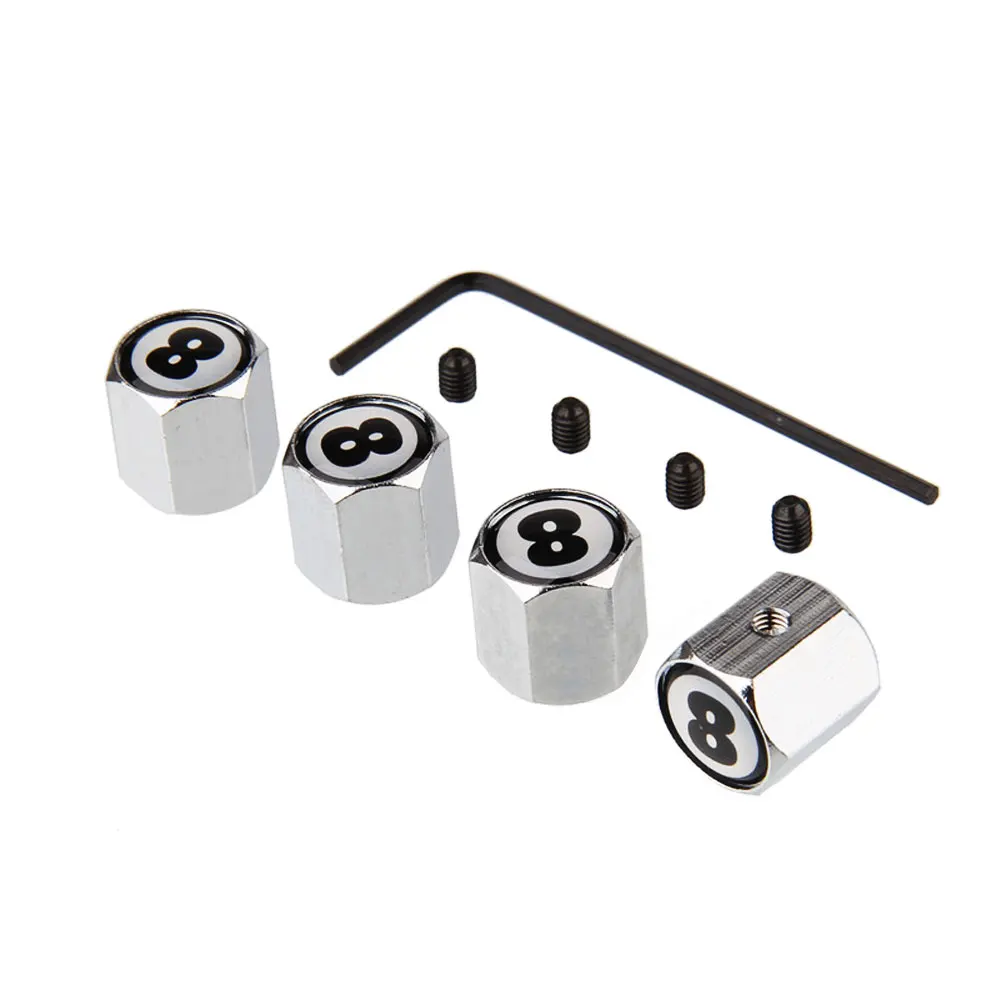 Dsycar 4Pcs/Set Black 8 Style Bike Motorcycle Car Tire Valve Stem Caps