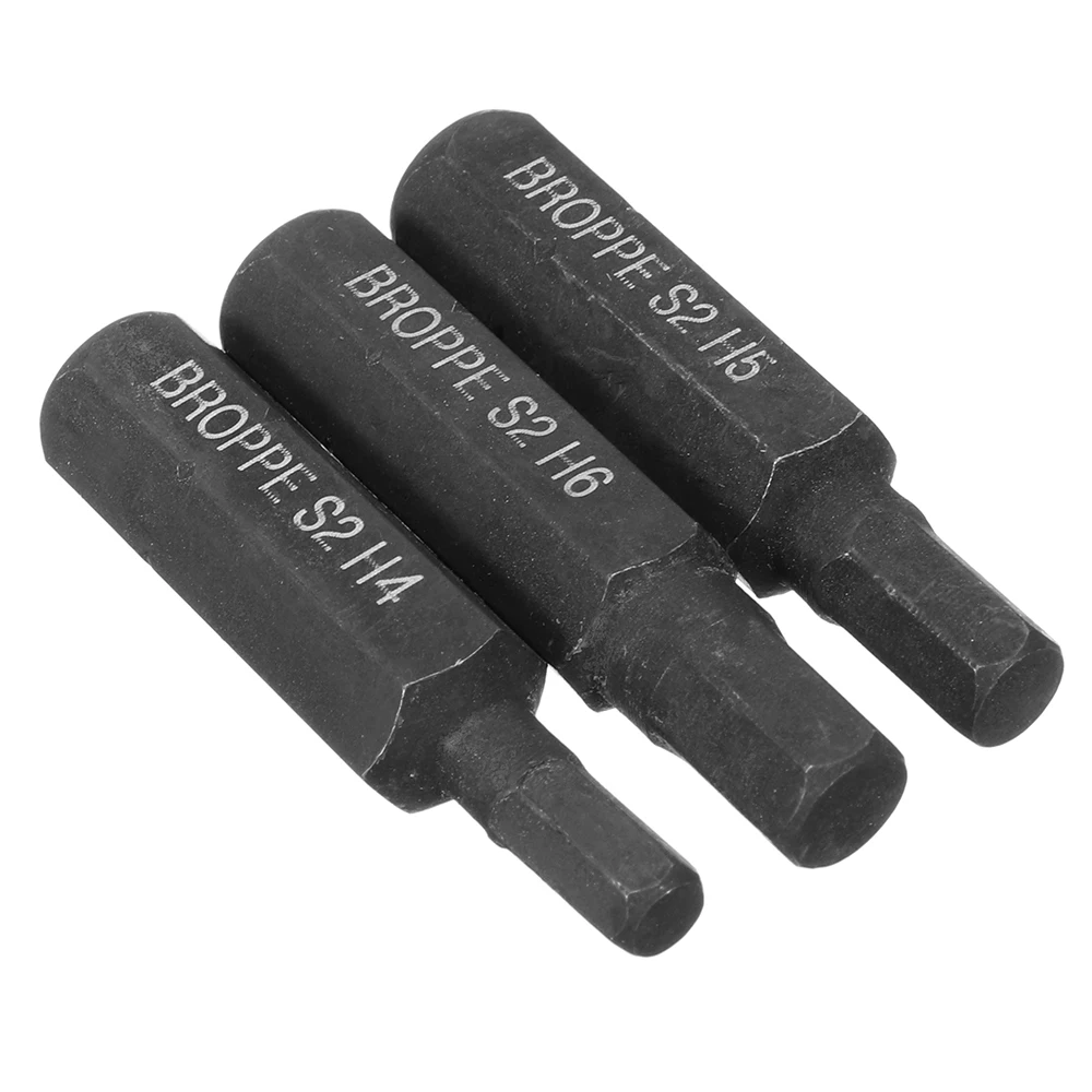 

BROPPE 3pcs H4 H5 H6 Hexagon Impact Magnetic S2 Screwdriver Bits 8mm Hex Shank 36mm Hexagon Screwdriver Bits Set Hand Tools