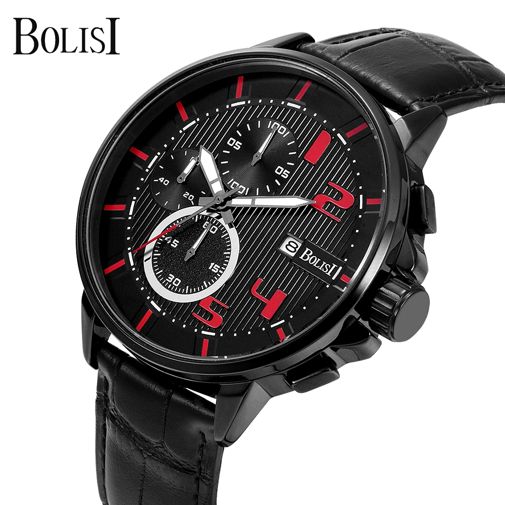 

BOLOSI Original Mens Watches Top Brand Luxury Quartz Wrist Watch Leather Men Casual Business Watch Waterproof Clock Chronograph