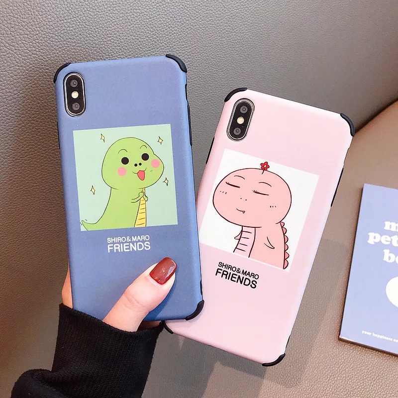 Cute Cartoon Dinosaur Patterned IMD Silicone Frosted Soft Case Fundas Capas Cover For iPhone 6 6s 7 8 Plus X XR XS Max case |
