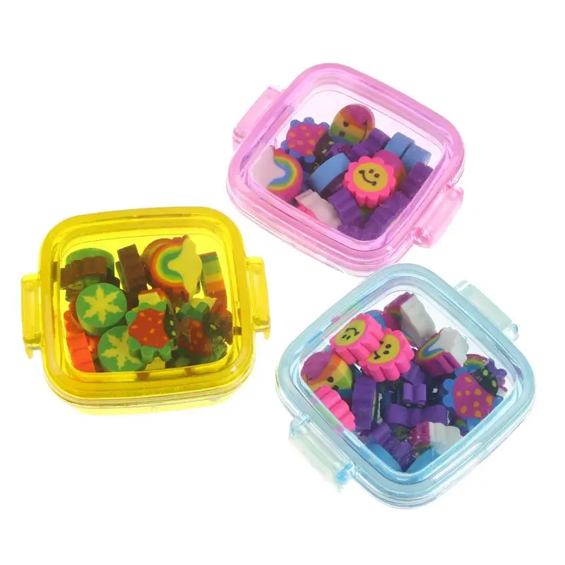 School Cute Eraser 20pcs/lot Cute Square Box Creative Desktop Rubber