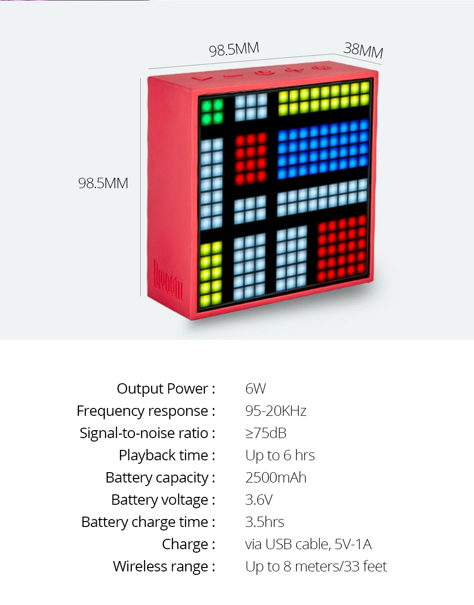 Divoom Timebox Evo Pixel Art Bluetooth динамик портативный беспроводной динамик светодиодный экран Будильник с приложением для IOS Android системы