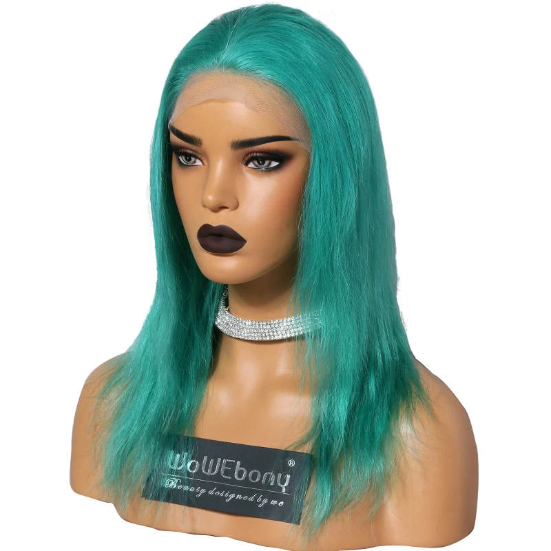Teal Hair Glueless Full Lace Wigs Natural Straight Celebrity Wig 120 density Indian Remy Hair