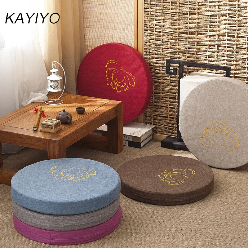 L124-KAYIYO Round Chair Pillow Cotton Linen Cushion Meditation Cushion Yoga Mat Meditation Tatami Cushion Cushion Playing (4)