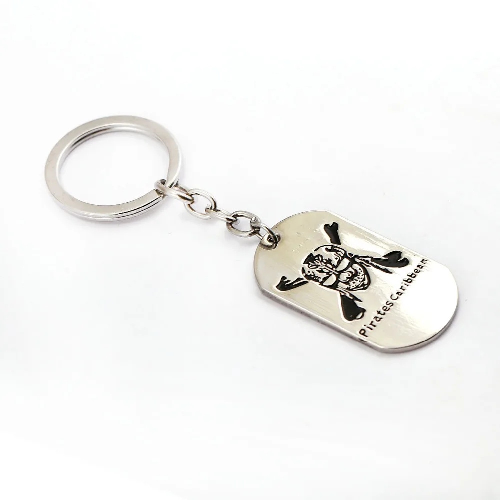 Movie Pirates of the Caribbean Keychain Cool Dog Tag Key Ring Holder