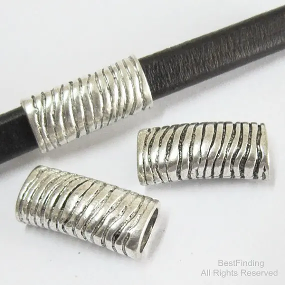

Licorice thread tube slider 10x6mm leather bracelet findings -LT08