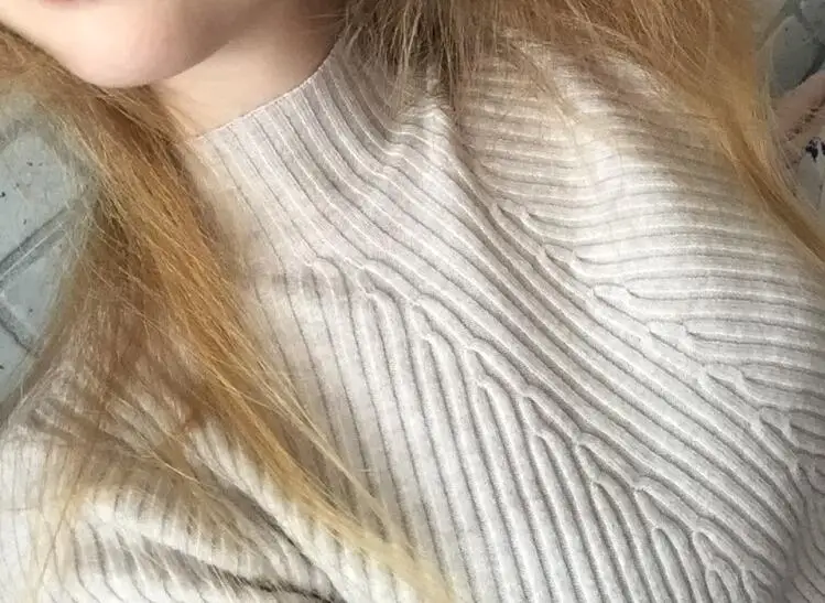 Iceinside абрикосовый мягкий свитер для женщин водолазка тонкий узор свитера и пуловеры Tricot Pull Femme топы Джерси джемперы - Цвет: beige gray