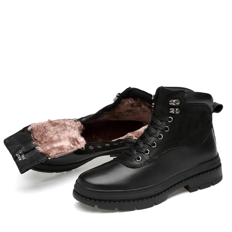 

Large size 11 12 New Men Genuine Leather keep warm Winter Boots High Quality with fur Snow Men BootsBusiness Dress Shoes Men w4