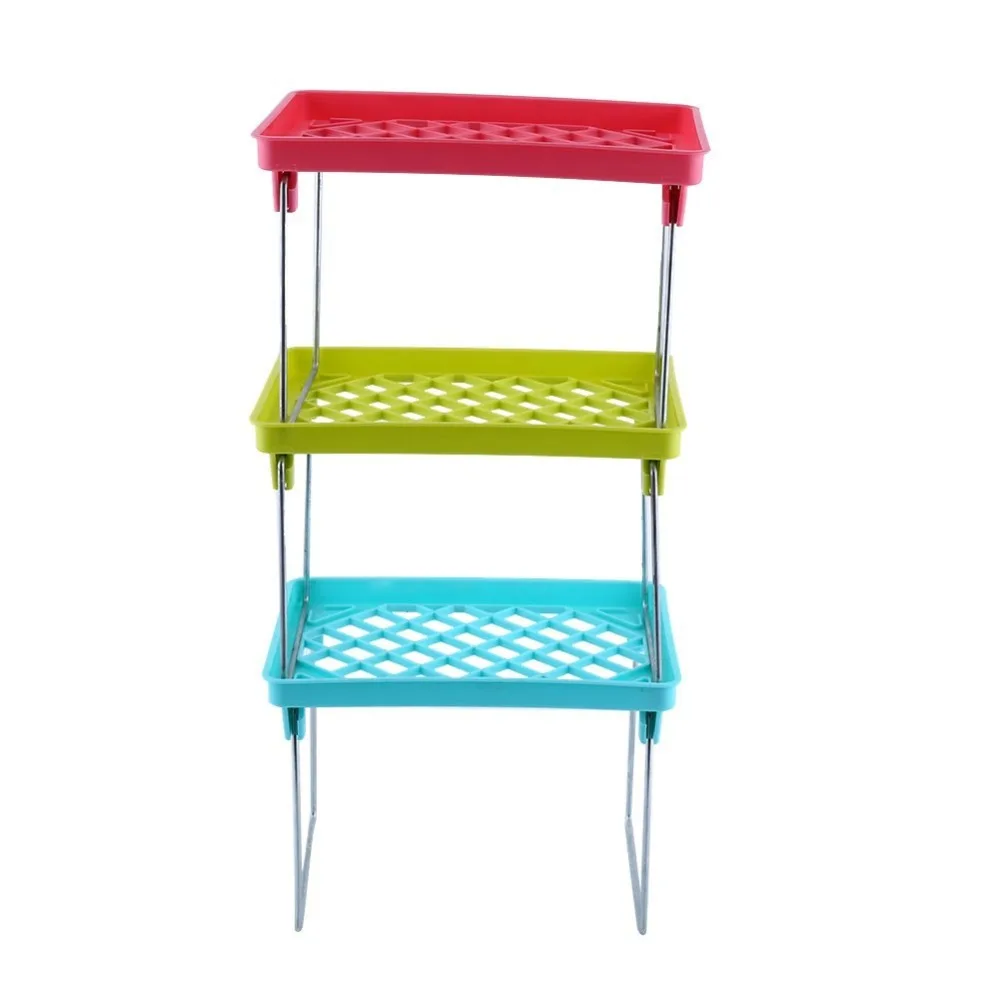 Stacking Storage Shelf, Plastic and Metal Rack Organizer Display
