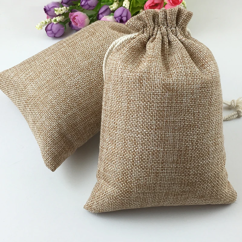 

50pcs Drawstring Sack Gift Bags Jute Packaging Display Jewelry Pouches Gift Bag Wedding Packing Bags For Travel Storage Bag