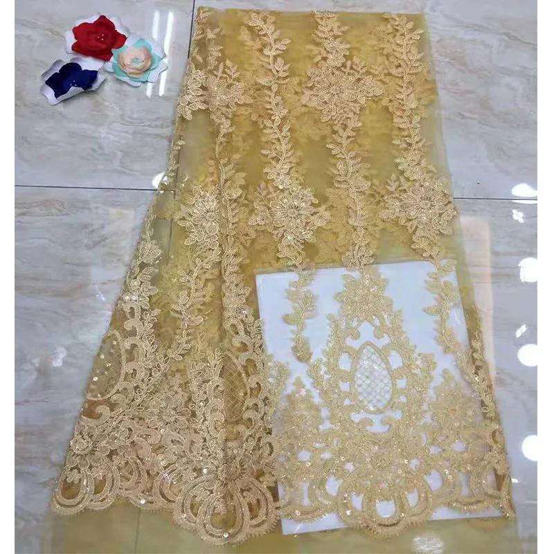African Lace Fabric 2018 High Quality Nigerian Tulle With Sequins Velvet French Net For Women Dress X455D-C4 | Дом и сад