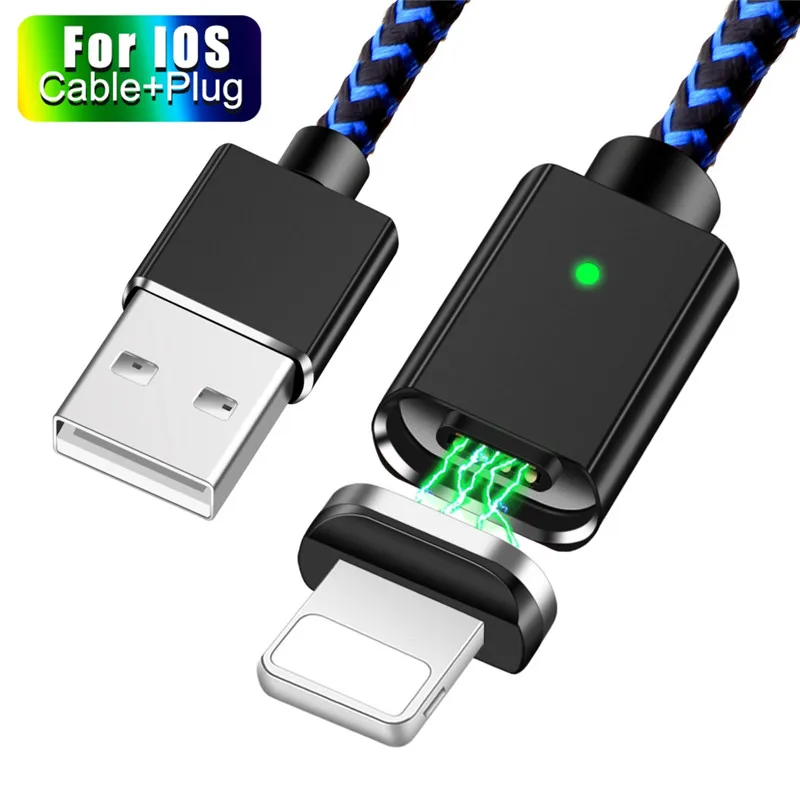 Олаф магнитное зарядное устройство USB кабель для передачи данных для iPhone Micro USB Type C мобильный телефон Быстрая зарядка магнит Зарядное устройство USB кабель 3 штекера - Цвет: Blue 8Pin Cable