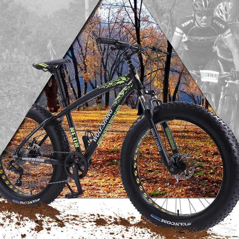 wolf's fang Bicycle Mountain Bike bmx 8 speed Bikes Fat bike mtb road bikes 26*4.0 Snow Bicycles free shipping