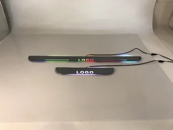 Osmrk led移動ドアスカッフプレートポイントでnerfバー & ランニングボードドア敷居光オーバーレイルノー、トップ品質