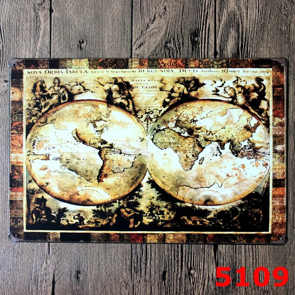 5109 The World MAP DESIGN Metal Wall Sticker IRON Plaque PUB house Tin Signs Shop Decor 20X30CM | Дом и сад