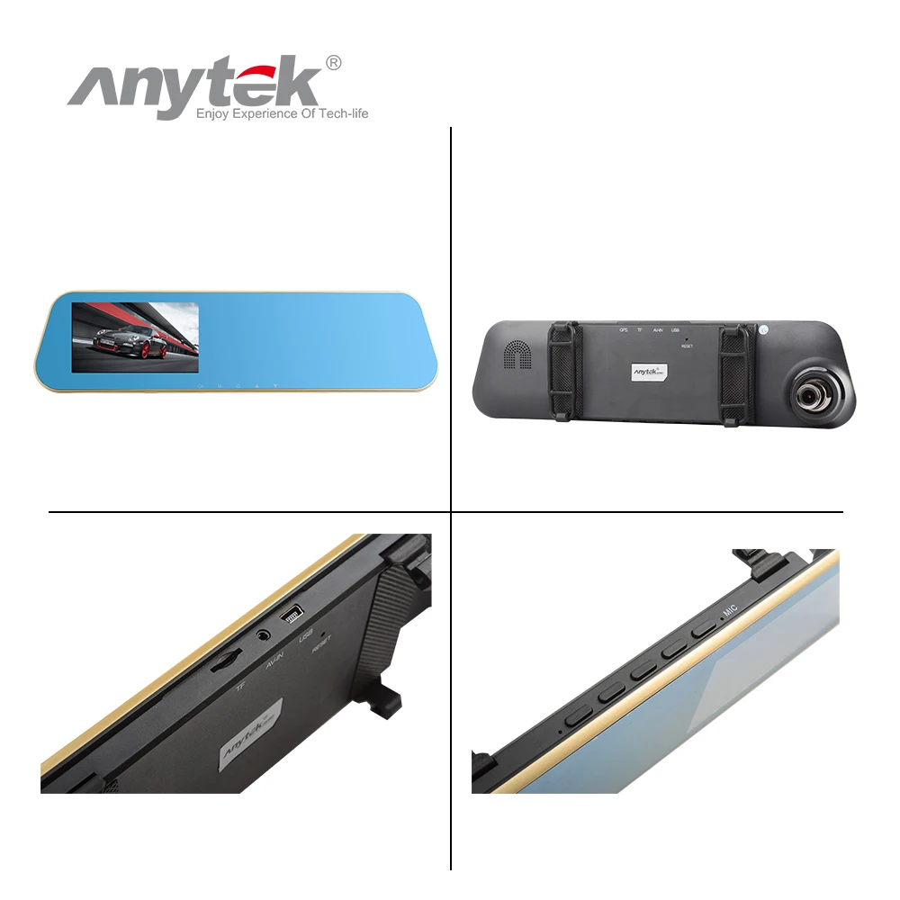 Anyetk N8 Full HD 1080 P Автомобильный видеорегистратор Камера Авто 4 3 дюймов Зеркало