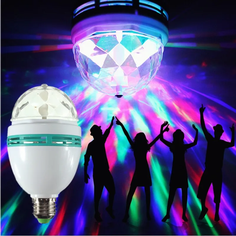 Festival E27 3W 85 260V LED Stage Light Christmas Colorful Auto Rotating RGB Bulb Party effect
