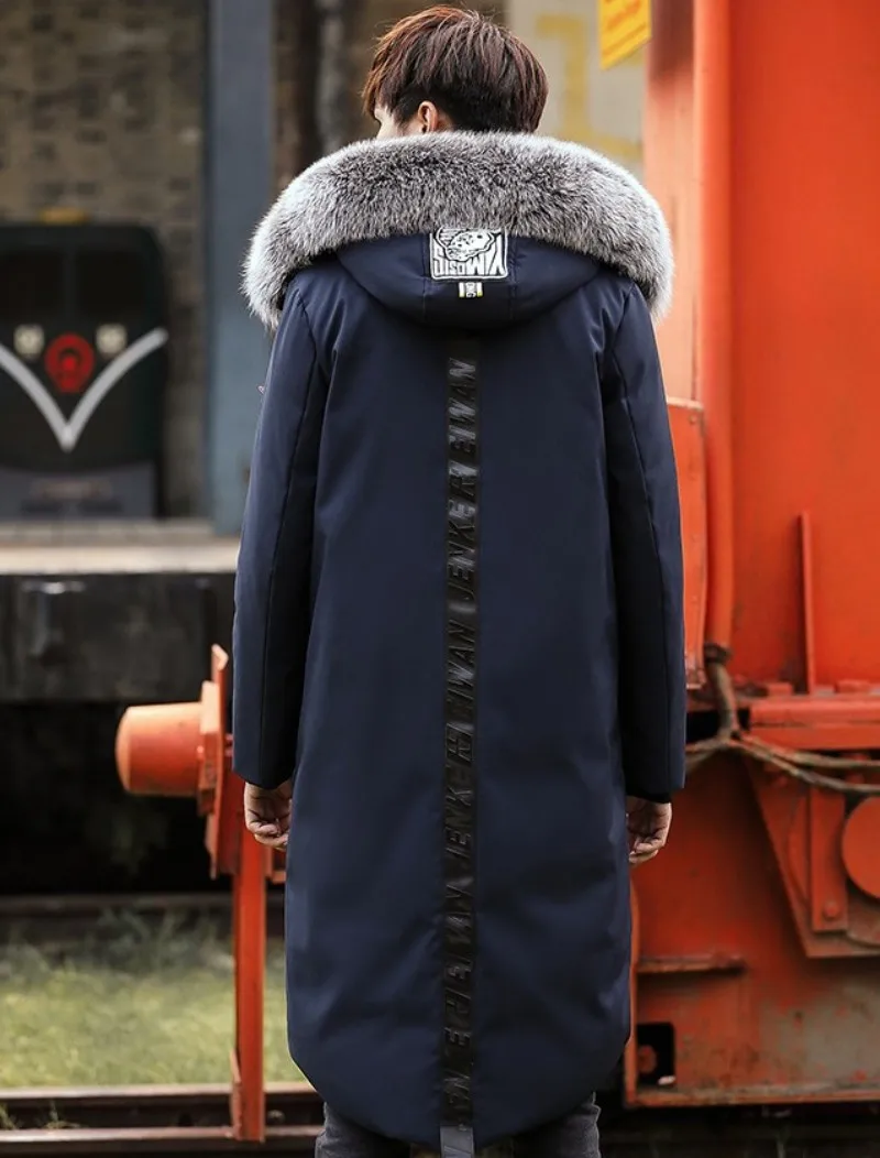 2019 новые зимние мужские пальто с длинным рукавом меховой воротник верхняя одежда с капюшоном куртка Повседневное печати карман на молнии