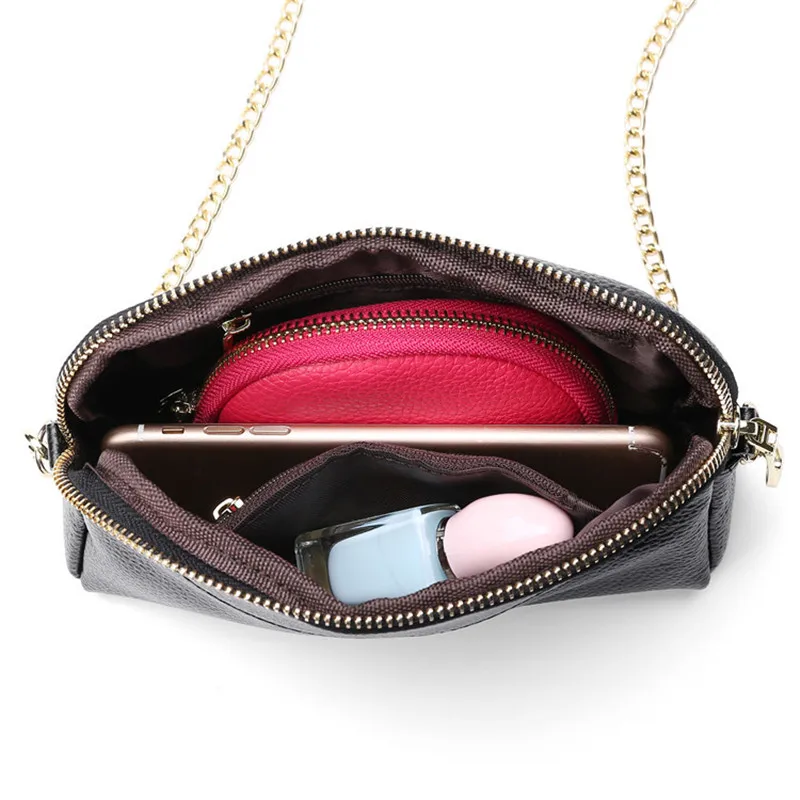 ICEV New Simple Genuine Leather Bags Chains Korean Shell Women Messenger Bags Cowhide Casual Ladies Shoulder Phone Bags Bolsas ICEV New Simple Genuine Leather Bags Chains Korean Shell Women Messenger Bags Cowhide Casual Ladies Shoulder Phone Bags Bolsas