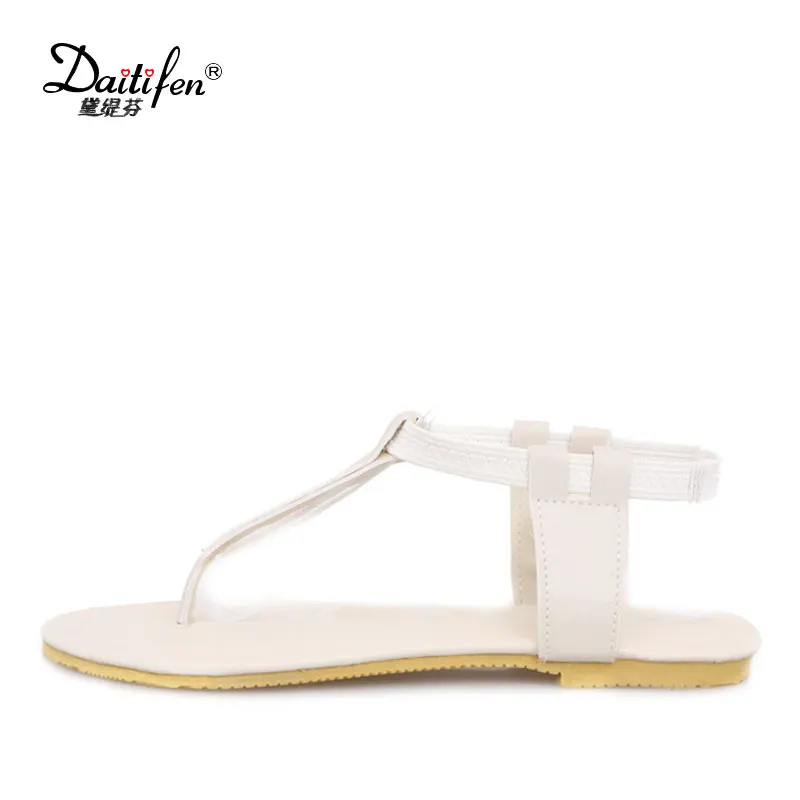 

Daitifen Summer women Flip Flop Sandals concise Elastic band Flat shoes comfort ladies Casual Beach Flat Sandals Plus size 34-52