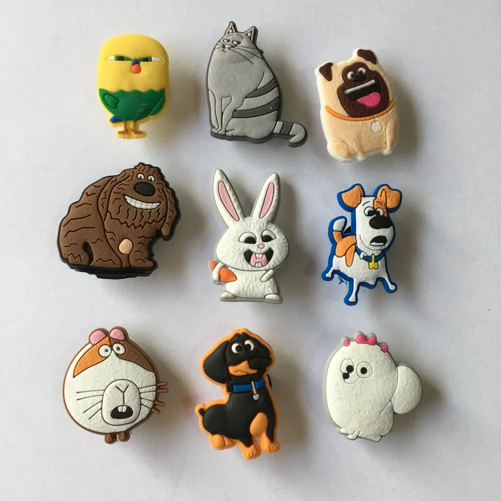 

9PCS/lot the Secret Life of Pets PVC Shoe Charms Accessories for Croc Decorations for Bracelets with holes Christmas Party Gift