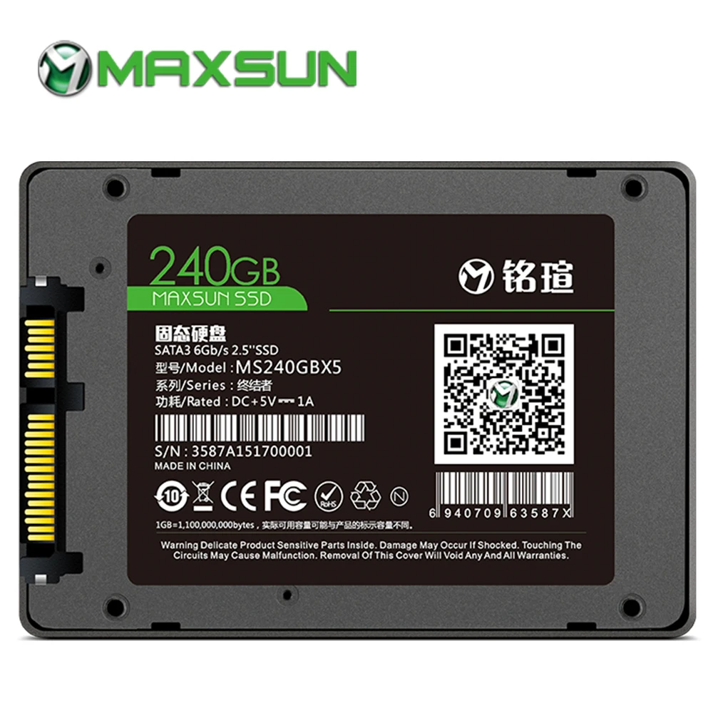 MAXSUN ssd 240 ГБ 2 5 дюймовый sata iii 3D NAND Flash TLC SMI 3 года гарантии Внутренние твердотельные