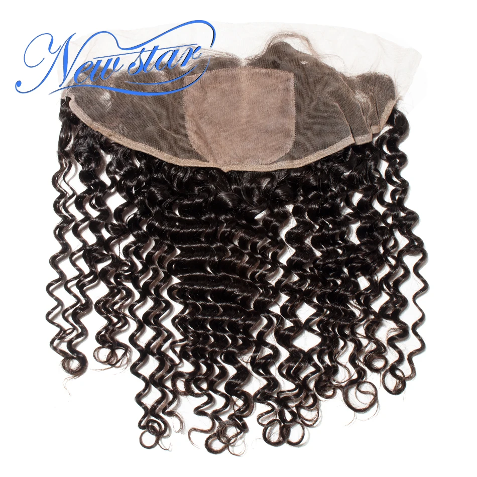 Brazilian Center Silk Frontals Deep Wave New Star Hair Pre-Plucked Hairline Closures Bleached Knots 100% Virgin Human Hair