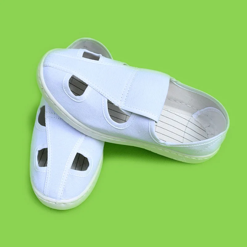 Белый антистатический spu белый четыре отверстия обувь мягкая подошва обувь аккуратные туфли