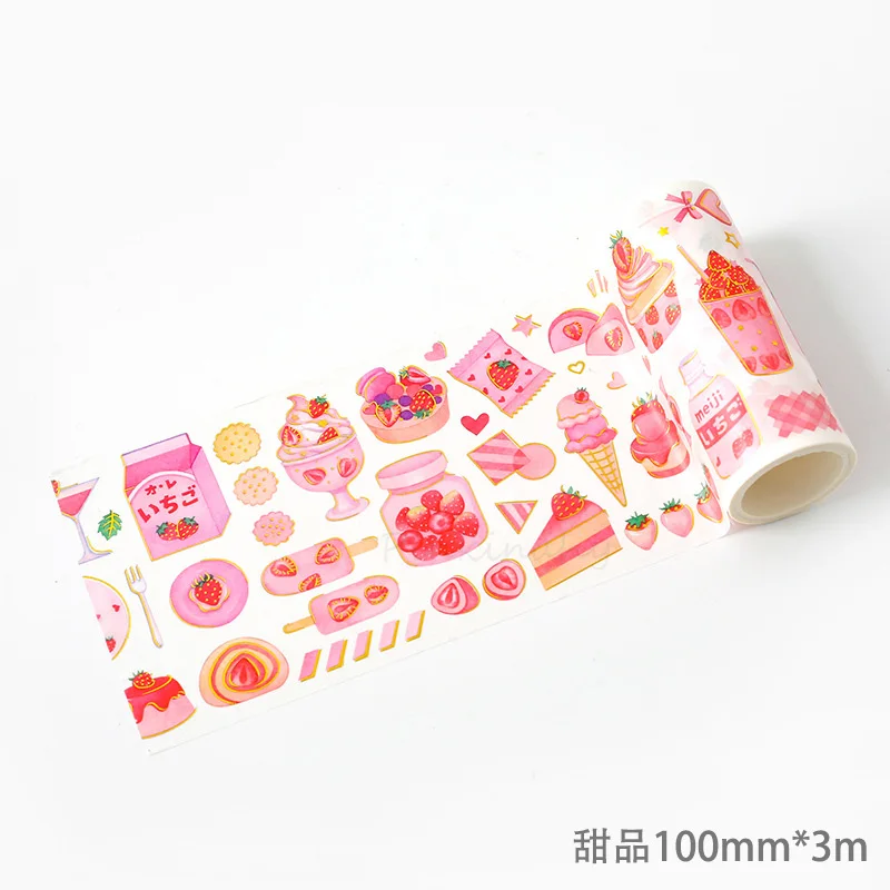 Cute Strawberry Party Series Bullet Journal gold Washi Tape Decorative Adhesive Tape DIY Scrapbooking Sticker Label Stationery - Цвет: 10