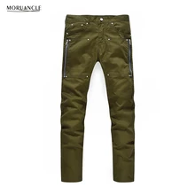 MORUANCLE Fashion Hi Street Men s Jeans Pants With Zippers Slim Fit Denim Trousers Male Army