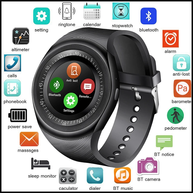 

BANGWEI2018 New Smart Watch Men Women Fashion Bluetooth Music Player Pedometer With Camera Multi-function Smartwatch For Android