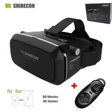 VR Shinecon Virtual Reality 3D Movie Smartphone Game 3D Glasses Helmet 3 D VR Cardboard Smart Phone+ Bluetooth Controller Hot
