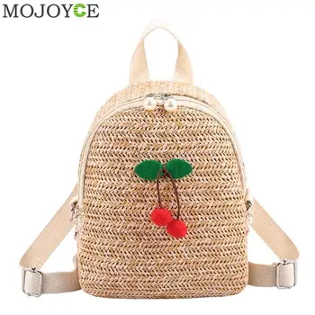 

Fashion Straw Woven Backpack Women Back Pack Summer Teenage Girl Quality Backpacks Travel Bags Books Rucksack