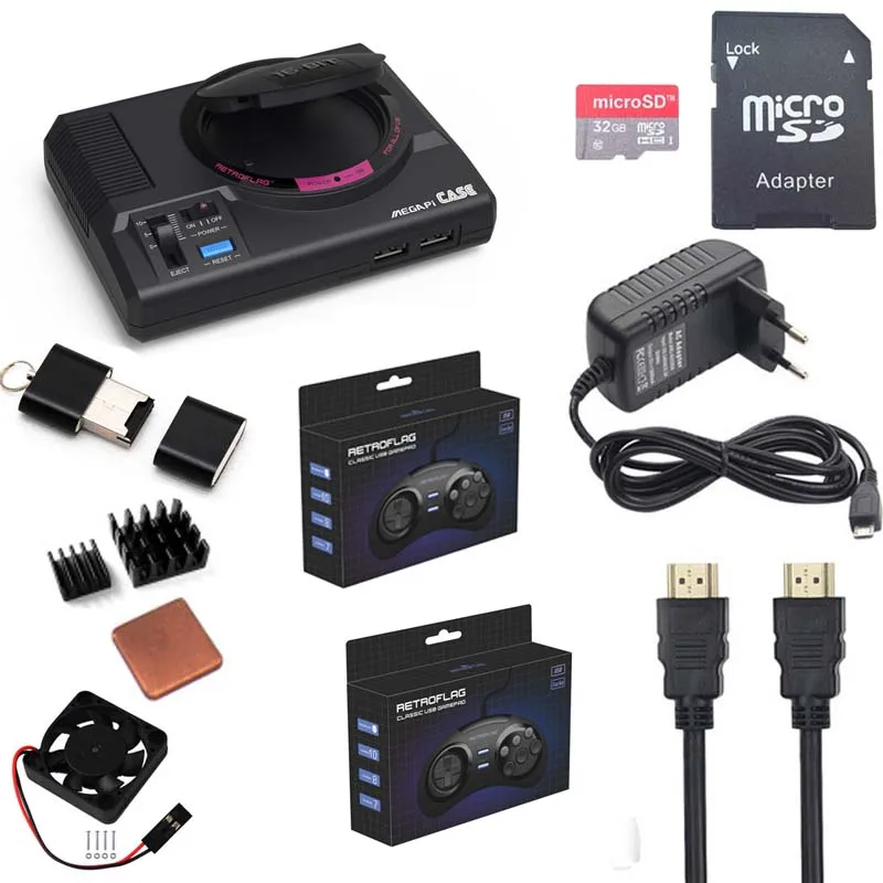  Retroflag MEGAPi CASE-M with Classic USB Controller-M +Power + 32GB SD Card for Raspberry Pi 3 Mode