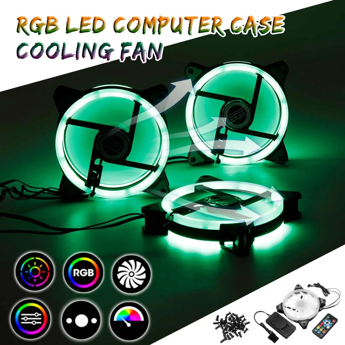 

1PCS/3PCS/6PCS 120mm PC Computer 16dB Silent Cooling Fan Adjust RGB LED Computer Case IR Remote 12VDC Made Of ABS For CPU