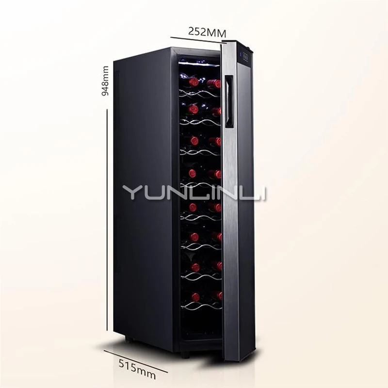 Refrigerador de Vinho de Vidro Prateleira de Aço Refrigerador de Vinho Armário do Vinho Casa Temperatura Constante Eletrônico Pequeno Inoxidável Refrigerado Jc-65bw