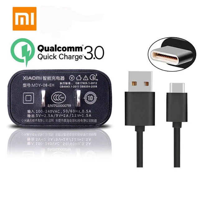 Original Mi QC3.0 Quick Charger USB Wall Power Adapters Travel Charging Cable for XIAOMI Mi5 Mi6 Mi5A plus Mix Redmi 4X 4A Pro