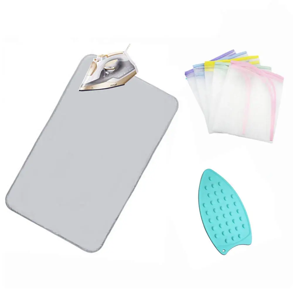 

Ironing Blanket Portable Ironing Mat with Silicone Pad Press Ironing Cloth Mesh Heat Resistant Ironing Pad Cover for Washer