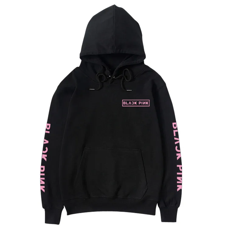  Blackpink concert same logo printed on chest and sleeves pullover hoodies kpop fleece/thin loose un