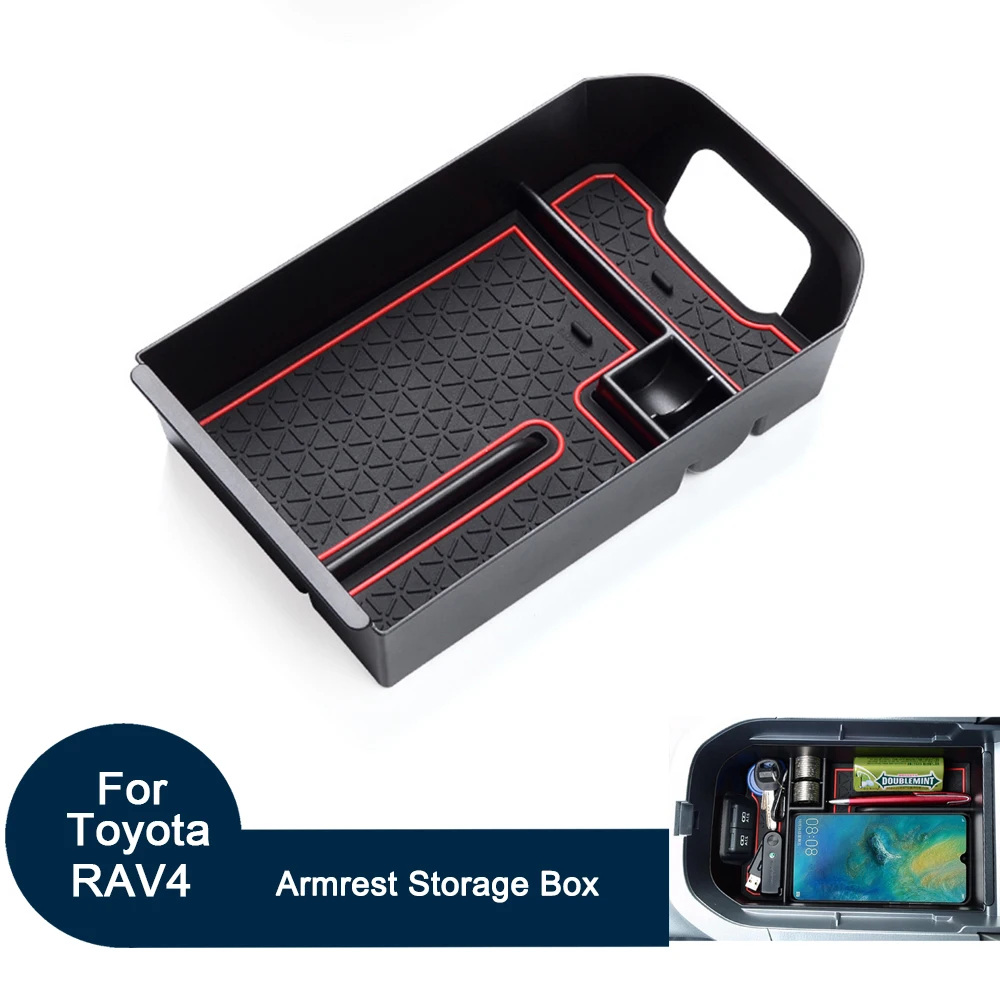 

Car Armrest Storage Box for Toyota RAV4 2019 2020 Console Organizer Tray Organizer Insert ABS Black Material Accessories 3Pcs
