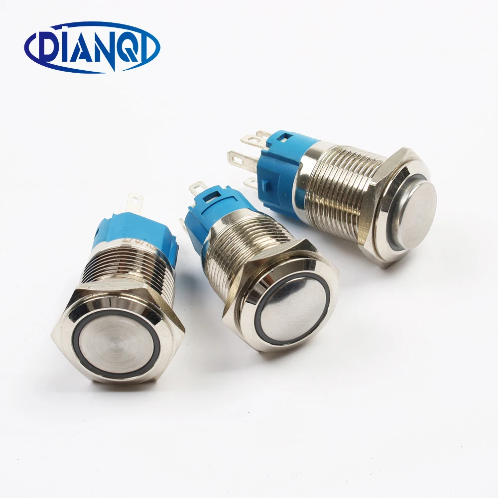 16mm Impermeable acción momentánea Metal interruptor de botón para Coche Auto