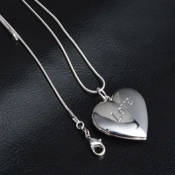 

Top Quality Heart Shape Put Photos Of People You Love 925 Sterling Silver Pendant Necklace For Men Women Valentine's Day Gift