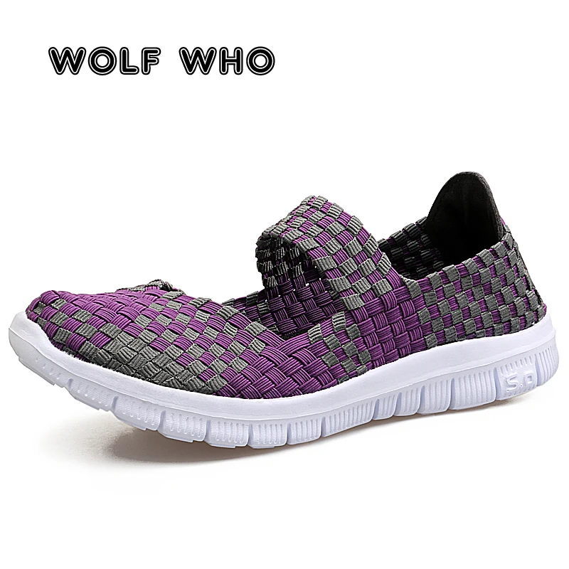 

WOLF WHO 2019 New Women Flats Shoes Woman Woven Lazy Shoes Ultralight Sneakers Female Ballet Multi Colors Loafers Mujer N-014