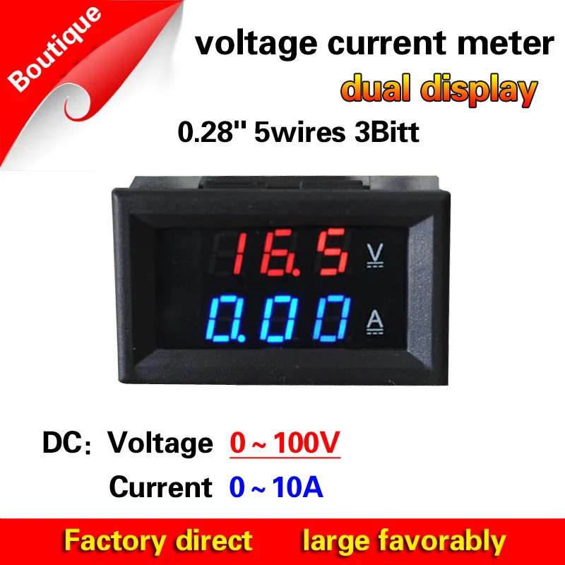 Digital Volt Amp Meter DC 0-100V 10A Digital Voltmeter & Ammeter