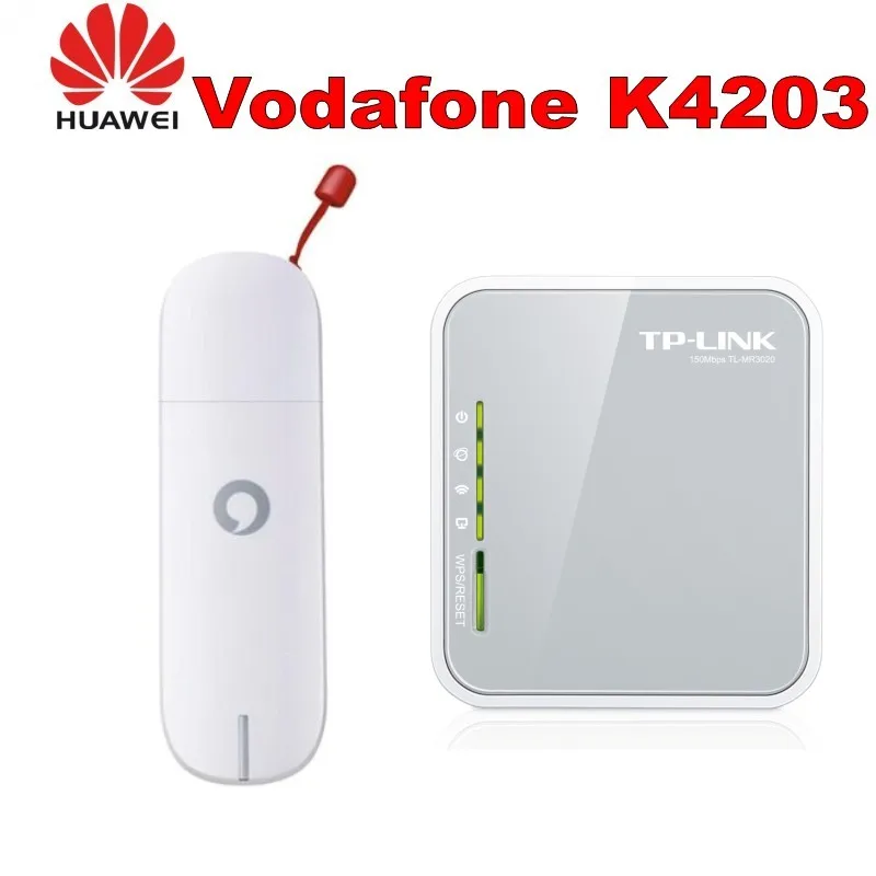 Vodafone 3G USB Huawei K4203 Мобильный широкополосный модем ключ + TP Link TL MR3020 150 Мбит/с 1 порт