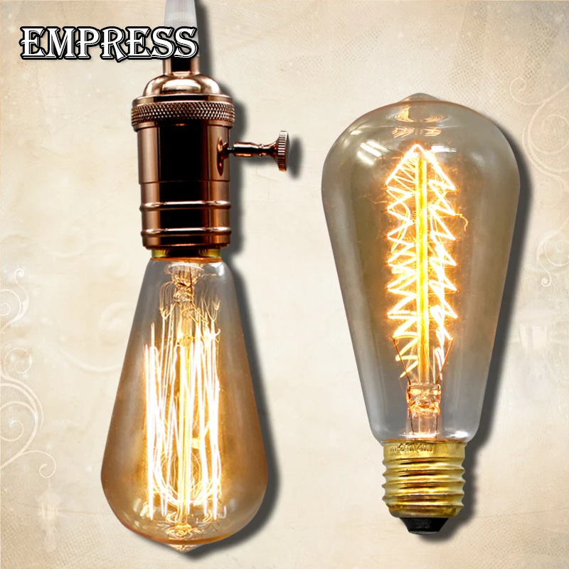 Старинная лампочка edison лампа накаливания 110 v 220 40 Вт 60 e27 Эдисона ST64 Елочное