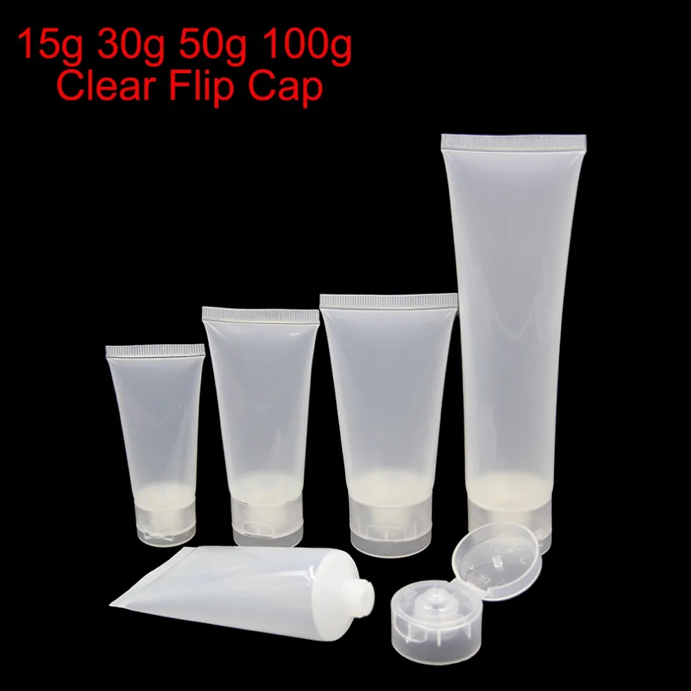 

20pcs 15ml 20ml 30ml 50ml 100ml Clear Plastic Container Soft Tube Glossy Matte Flip Butterfly Cap Empty Hand Face Cream Bottle