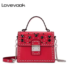 LOVEVOOK роскошные женские сумки высокого качества PU женская сумка через плечо дамская сумка-мессенджер с заклепками дизайнерские цепи