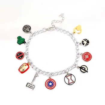 

MOCHUN Avengers Charm bracelet Captain America Shield Iron Man Mask Thor's hammer eagle deadpool hulk bracelet Gift -25